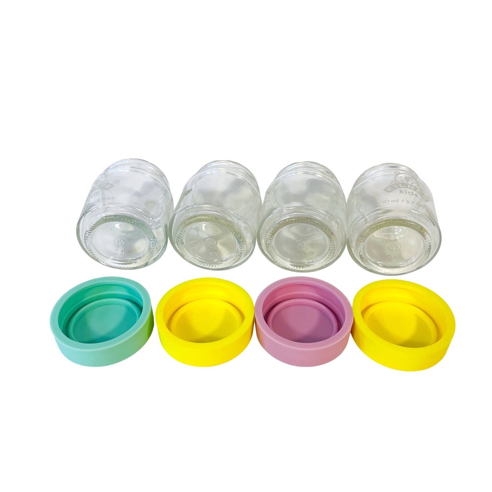 Kilner Kids Baby Food Storage Jars Glass Set of 4 3.7oz Silicone Lids BPA Free - Picture 6 of 8